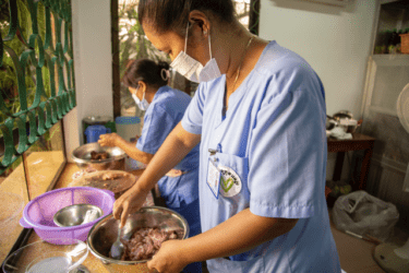 AHC nutrition team preparing ingredients for a special meal